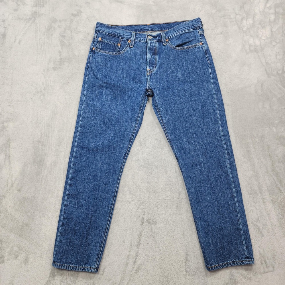 Levi's 501 T Jeans Mens 31x28 Blue Medium Wash Button Fly Tapered Denim Casual